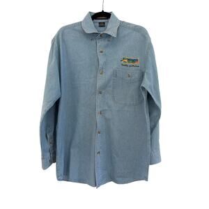 Peregrine Bay Floridas Gulfarium Button Down Shirt Mens Small Cotton Blue